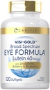 Carlyle Eye Health תוסף | 120 Softgels | עם Lutein 40 מ"ג, Zeaxanthin, Bilberry ו Blueberry | Broad Spectrum Eye Support הויטמינים