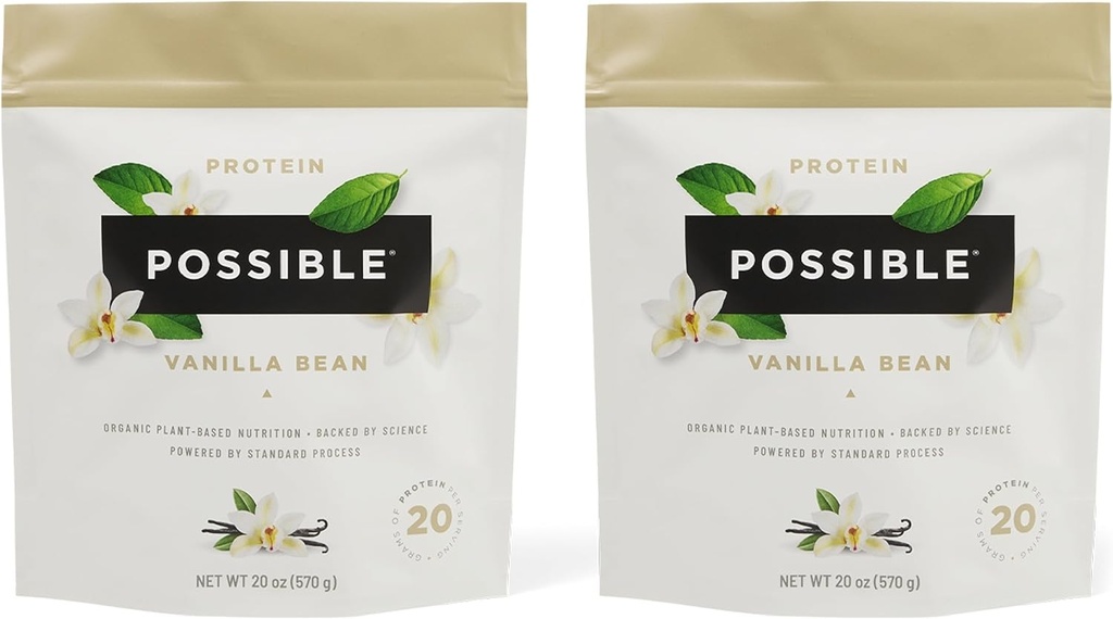 אבקת חלבון וניל Bean - 20g of Vegan, Plant-based Protein - non-GMO, Non-Dairy, Gluten-Free - 3.5g של BCAAs - 9 Essential Amino Acids - 30 יום אספקה - 2 Bag, 30 משרתים