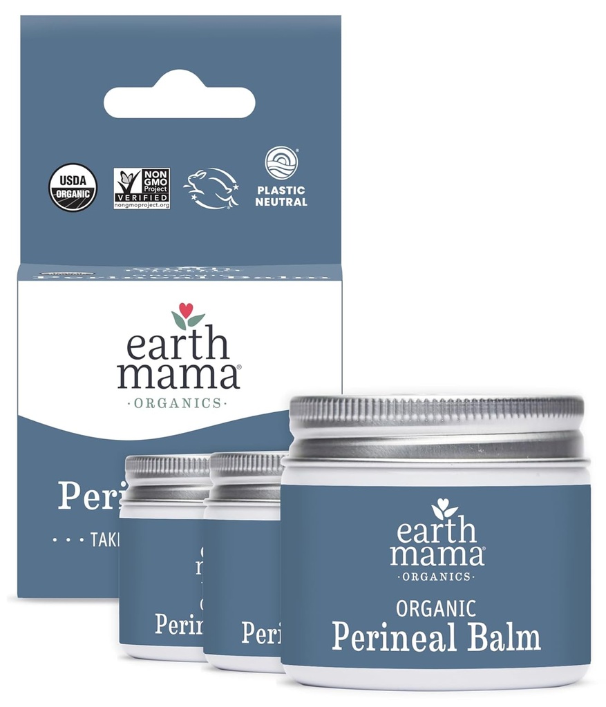 כדור הארץ אמא אורגנית Perineal Balm | באופן טבעי Cooling Herbal Salve עבור הריון ו- Postpartum הקלה עם Witch Hazel & Calendula, Feminine Care Essentials, No Benzocaine או Butane, 2Oz (3-Pack)