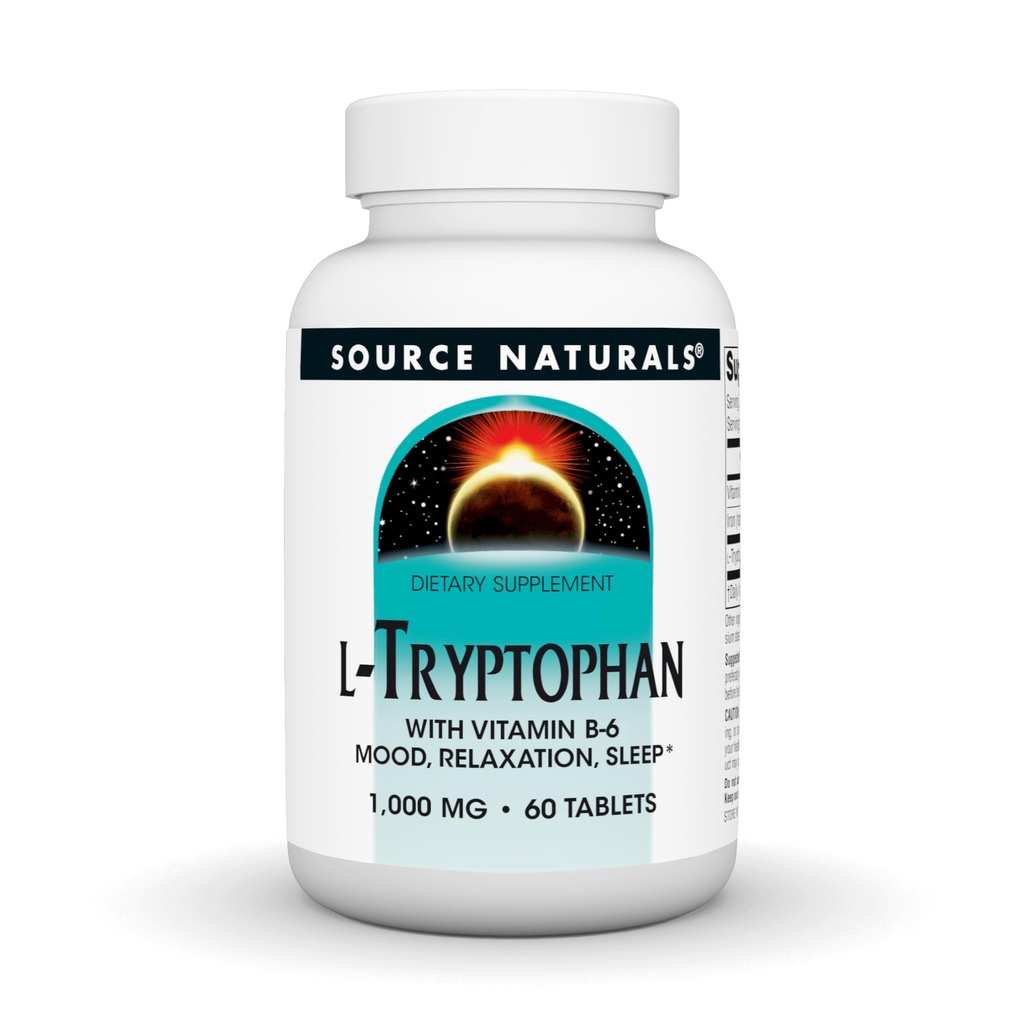מקור טבעי L-Tryptophan עם ויטמין B-6 - תמיכה Mood, מרגיעה ושינה - 1000 מ"ג - 60 טבליות