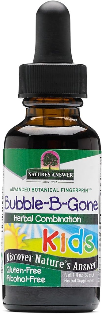 Nature's Answer - Kid-Bubble-B-Gone, 1oz Alcohol Free Liquid Colic Gas Relief in Infants and Children