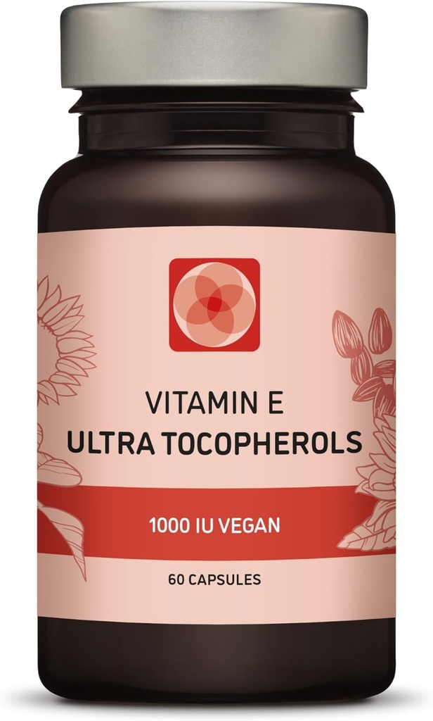 ויטמין E 1000 IU Ultra Tocopherol 450mg ויטמין E טבעוני - All 4 Tocopherols - Alpha Tocopherol + Beta Tocopherol + Gamma Tocopherol + Delta Tocopherol - ייחודי d Alpha (180)