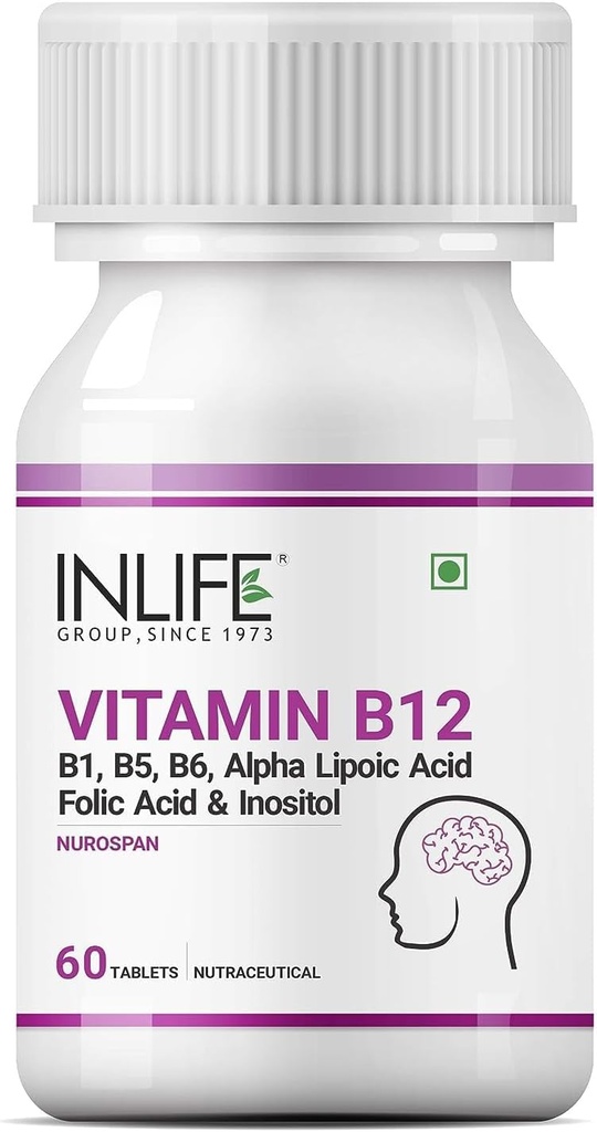 ויטמין B12 עם B1, B5, B6, Alpha Lipoic Acid ALA, Folic Acid, Inositol תוספים - 60