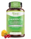 טהור על ידי הטבע 600 מ"ג D-Mannose טבעוני קפסולות עם Cranberry ו Dandelion לחלץ, Urinary Tract Health Support, Flush Impurity, Detox Body, 240 הרוזן ספירה