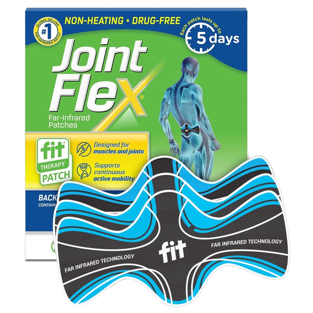 JointFlex FIT Therapy Far Infrared Patch for Lower Back, תומך בניידות אקטיבית רציפה, עד 5 ימים / פטך, Synthetic, Water Resistant, non-Heating, Drug-Free - 3 Pack, 7.87"x 3.93