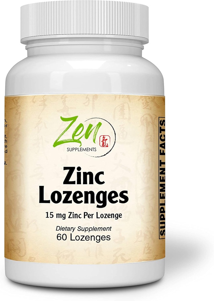 תוספי זן - Zinc Lozenges 15 Mg Immune Support Antioxidant תוסף & Great Tasting Zinc 60-Lozenge