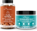 Vitex Chasteberry קפסולות & Regulate Max Myo-Inositol D-Chiro Inositol אבקת - Natural PMS & פריון תמיכה, הורמון איזון, מחזור - 60 טבעוני Soft Capules + 60 משרתים אבקת Inositol