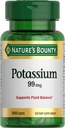 Nature's Bounty Potassium 99 מ"ג, תומך ב- Fluid Balance ופעילות השרירים, מעורב בתפקוד הלב הרגיל, תוסף דיאטנית Potassium Gluconate Dietary, Gluten Free, 1 Per Day, 100 Vegetarian Caplets