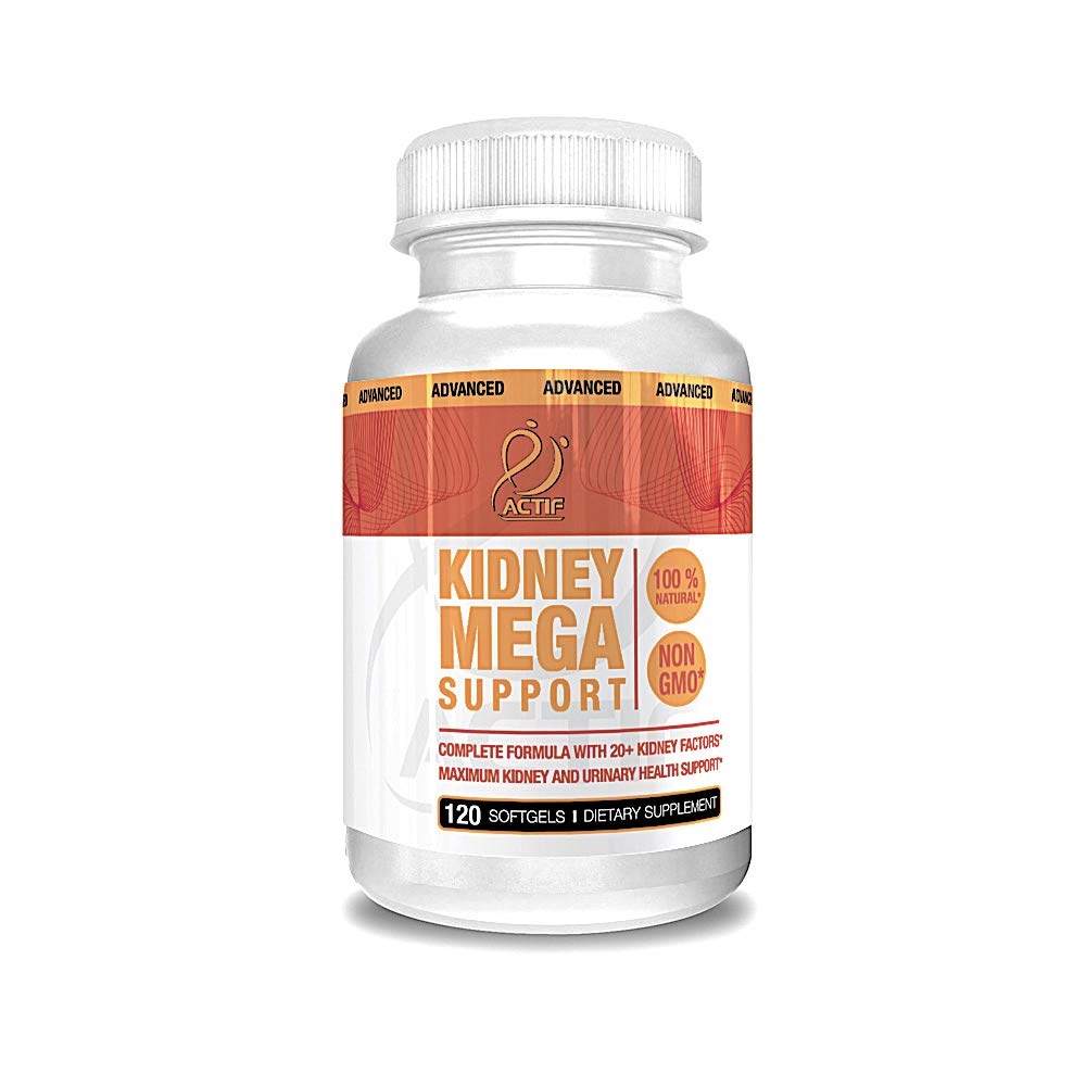 Actif Kidney Mega Support with 10+ Advanced Factors, Boosts Healthy Kidney function, Kidney ניקויse, non-GMO, Fast Acting, Made in USA, 120 Count