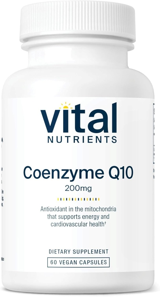 Vital Foodsents CoQ10 200 מ"ג | תוספת טבעונית של CoEnzyme Q10 כדי לתמוך בבריאות הלב ורמות אנרגיה * | גלטן, חלב וסוי חינם | 60 קפסולות