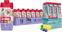 SlimFast Bundle: לסירוגין להאיץ אלקטרוליטים, אבקת אנרגיה לשתות Mix, Caffeine ממקורות טבעיים - ברי לימונדה (12 Count) + חלבון גבוה מאל החלפת שקד, קארמל Macchiato, 12 Pack