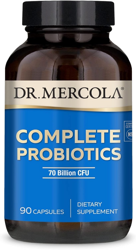 Dr. Mercola Complete Probiotics - 90 משרתות - תוספת יומית פרוביוטית - 70 מיליארד CFU - Acid & Bile Resistant - קידום בריאות העיכול ותמיכה מערכת החיסון