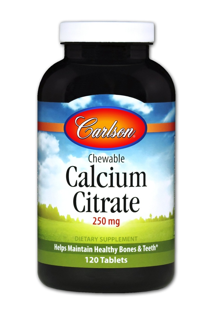 קרלסון Chewable Calcium Citrate 250 מ"ג, וניל, 120 טבליות