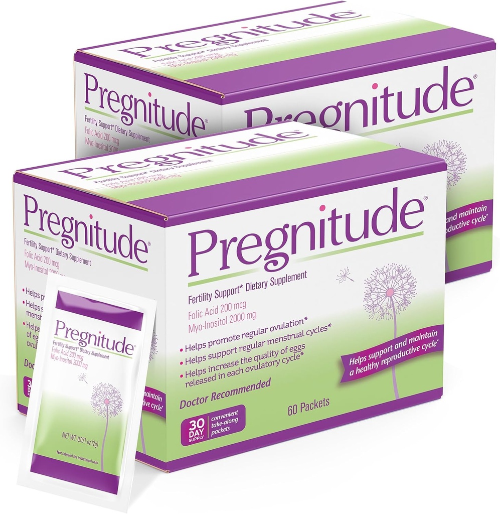 Pregnitude Reproductive פריון תמיכה - מסייע לקדם את Ovulation רגיל - מחזורי Menstrual ולהגדיל את איכות הביצים - 60 יום אספקה 120 Packets