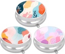 3 Pack Pill Box, Small Pill Case for Purse & Pocket, מארגנת רפואה חמודה, Portable Medicineer Holder כדי להחזיק ויטמינים, תרופות, שמן דגים ותוספים, סגנון אמנות