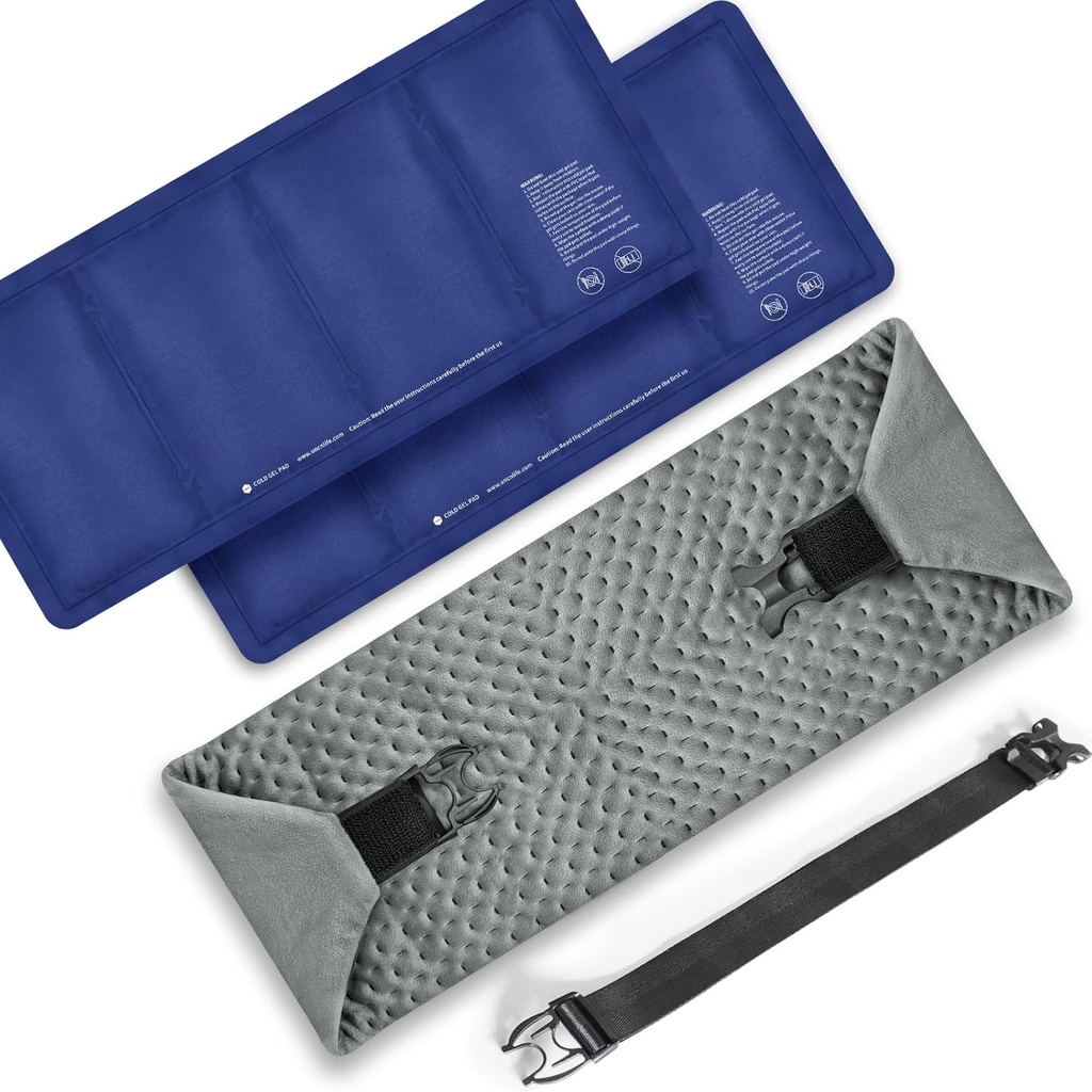 UNCN ערכות קרח גדולות עבור Injuries Reusable | 2 Gel Cold Pack for hip, Shoulder, Back Pain Relief | 24.8×7.9" Ice Pack Wrap for Knee Ankle Cold Compress