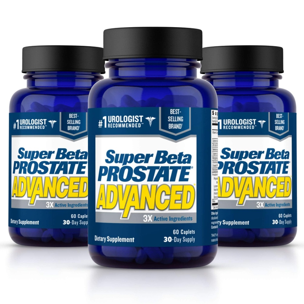 SUPER BETA PROSTATE מתקדם - צמצום נסיעות האמבטיה, קידום שינה, תמיכה ב- Bladder ריקה. תוסף Prostate לגברים עם Beta Sitosterol, לא Saw Palmetto (180 Caplets, 3Pack)