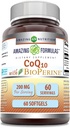פורמולות מדהימות CoQ10 עם תוסף Bioperine; 200 Mg לכל המשרתים | 60 Softgels | Non-GMO | Gluten-Free | Made in USA