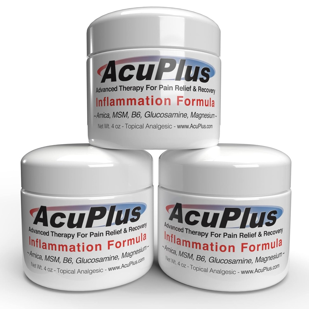 AcuPlus - Advanced Pain Relief Indexal Anti Inflammatory Cream to Soothe השרירים & Joint Pain - Arthritis, Bursitis ו Tendonitis - Fast-Acting Formula with Natural Ingredients - 4 oz. כל אחד, Pack of 3,26 of 3, Bursitis