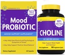 InnovixLabs Choline & Mood Probiotic Bundle Choline Bitartrate 550 מ"ג (100 קפסולות) Mood Probiotic (60 קפסולות). תמיכה בזיכרון, Mood, Brain Health & Boost Cognitive