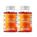 ויטמין Vitamatic D3 & K2 Gummies (2-Pack, 60 Count) תומך עצמות בריאות, בריאות הלב, Calcium Absorption, ו- Immune Function-based, Non-GMO, Gluten-Free Gluten-Free Gluten-Free-Free Gluten-Free, Calcium Absorption, and Immune Functional Plant-based, Non-GMO, Gluten-Free Gluten-Free Gluten-Free Gluten-Free Gluten-Free