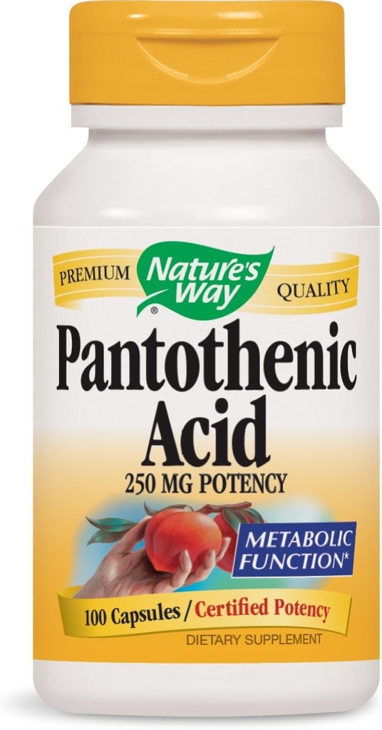 דרכו של הטבע Pantothenic Acid 250 מיליגרם לעוצמה, 100 כמוסות. חבילה של 3 בקבוקים