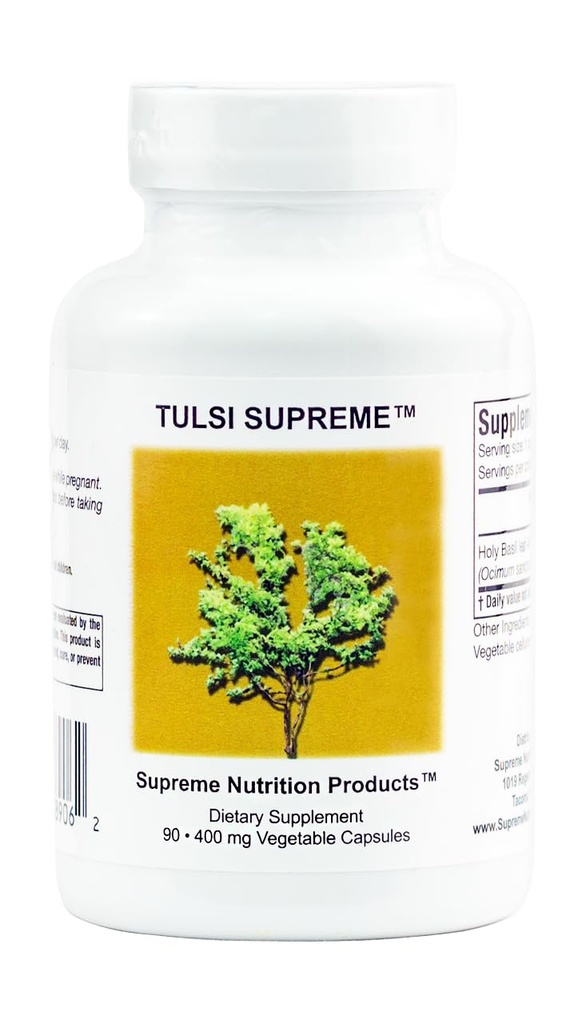תזונה עליונה Tulsi העליון - קפסולות בזילוס הקדוש - 90 קפסולות צמחוניות