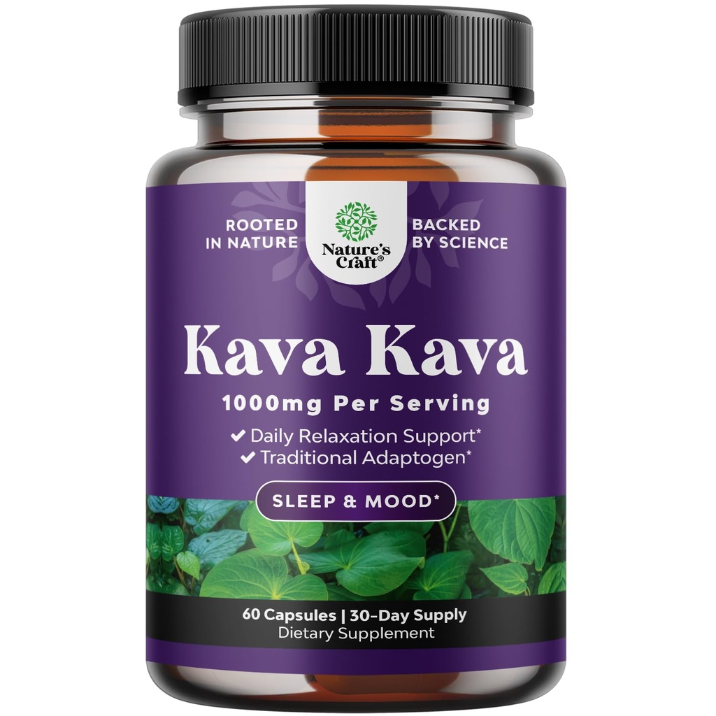 Kava Kava Root לחלץ 1000 מ"ג - מהיר Acting Herbal תמיכה עם Kavalactones עבור Balanced Mood - להרגיע קפסולות להקלה ולשינה טובה יותר - 30 משרתים