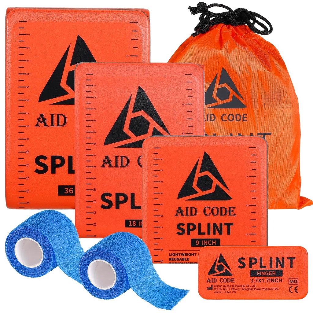 עזרה ראשונה 36" X 4.3 "Emergency Splint Kit for Arm Leg Broken Bones Fracture, Ideal for Sports, Home, First Aid Refill and חיות (4 Packbo)