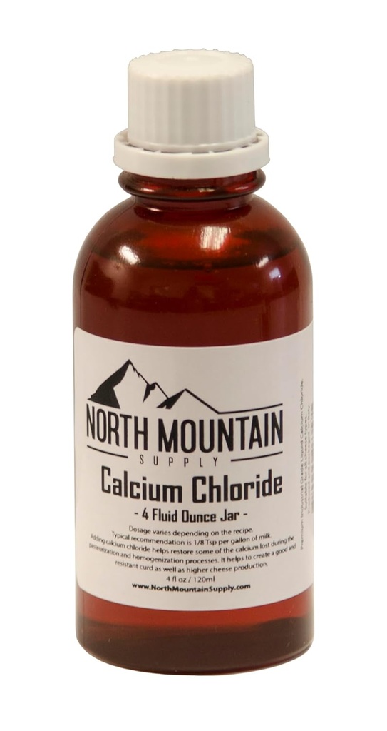 North Mountain Supply Calcium Chloride - הוסף חלב מבוזר לייצור גבינה גבוהה - 4 Fluid Ounces - מיוצר באיטליה!