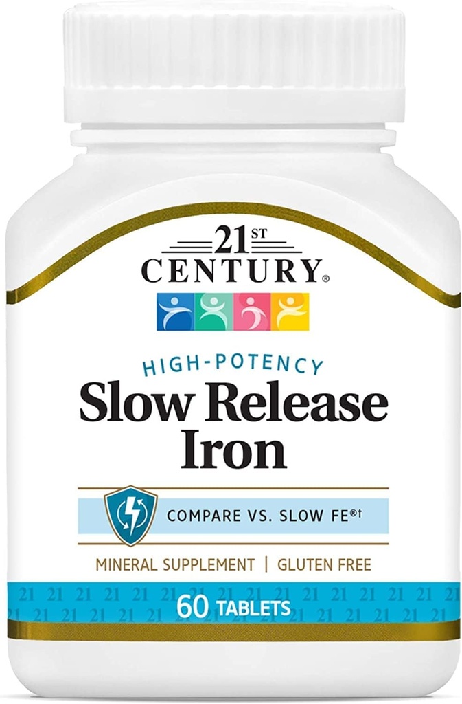 Slow Release Iron, Tablet 60 ea Pack של 4 - Packaging May Vary