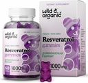 Wild & אורגני Resveratrol Gummies 1000mg - Trans Resveratrol תוספת עבור Antioxidant, המוח, Immune תמיכה - 60 טבעוני, non-GMO Antioxidant Gummies