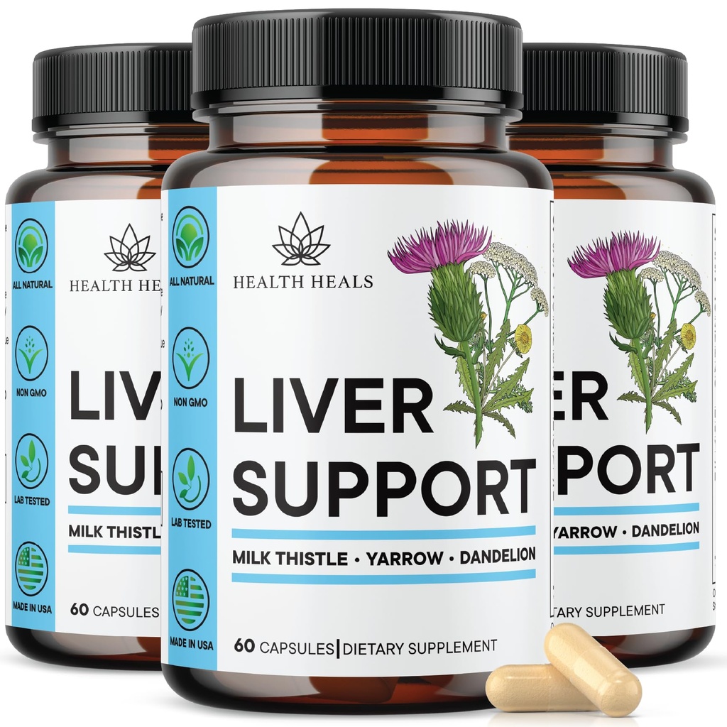 Liverנקה ותיקון פורמולה - Herbal Liver Support Supplement with Milk Thistle Dandelion Root Turmeric, Artichoke Extract for Liver Health - 180 Count