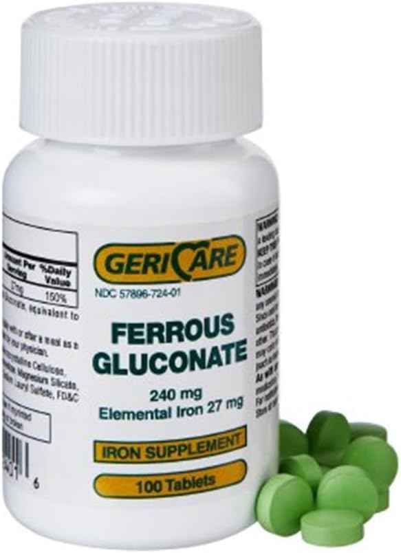 GariCare Ferrous Gluconate 240 מ"ג 100 טבליות כל אחד (Pack של 6)