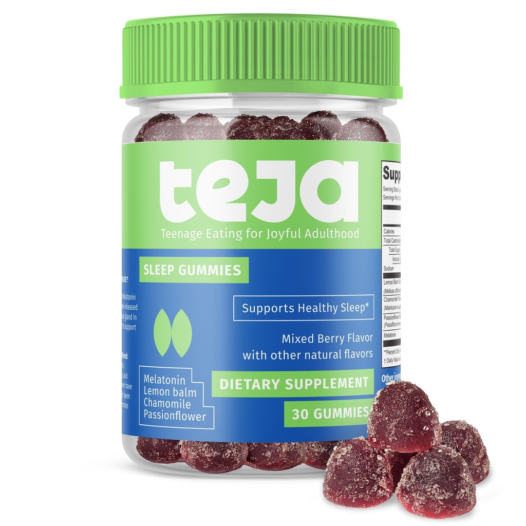 TEJA Sleep Support Gummies for Teens and Adults, 0.3mg Melatonin Chewable Gummy, Melatonin Chewable, 30 חניכיים