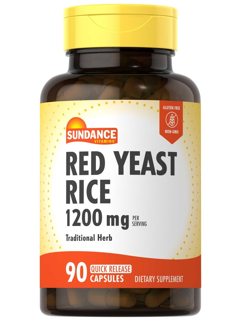 Sundance Red Yeast Rice 1200mg Capsules | Traditional Herbal Supplement | Non-GMO and Gluten Free Formula