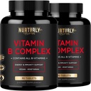 ויטמין B Complex - מכיל את כל ויטמין B Essentials - B1, B2, B3, B5, B6, B7, B9, B12 ו- Biotin - Super B Complex ויטמינים לאנרגיה, תמיכה בתחמושת - 180 טבליות