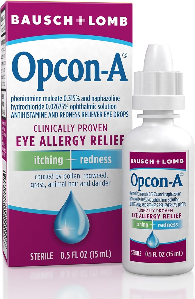 Allergy Eye טיפות על ידי Bausch & Lomb, עבור Itch & Redness הקלה, 15 mL
