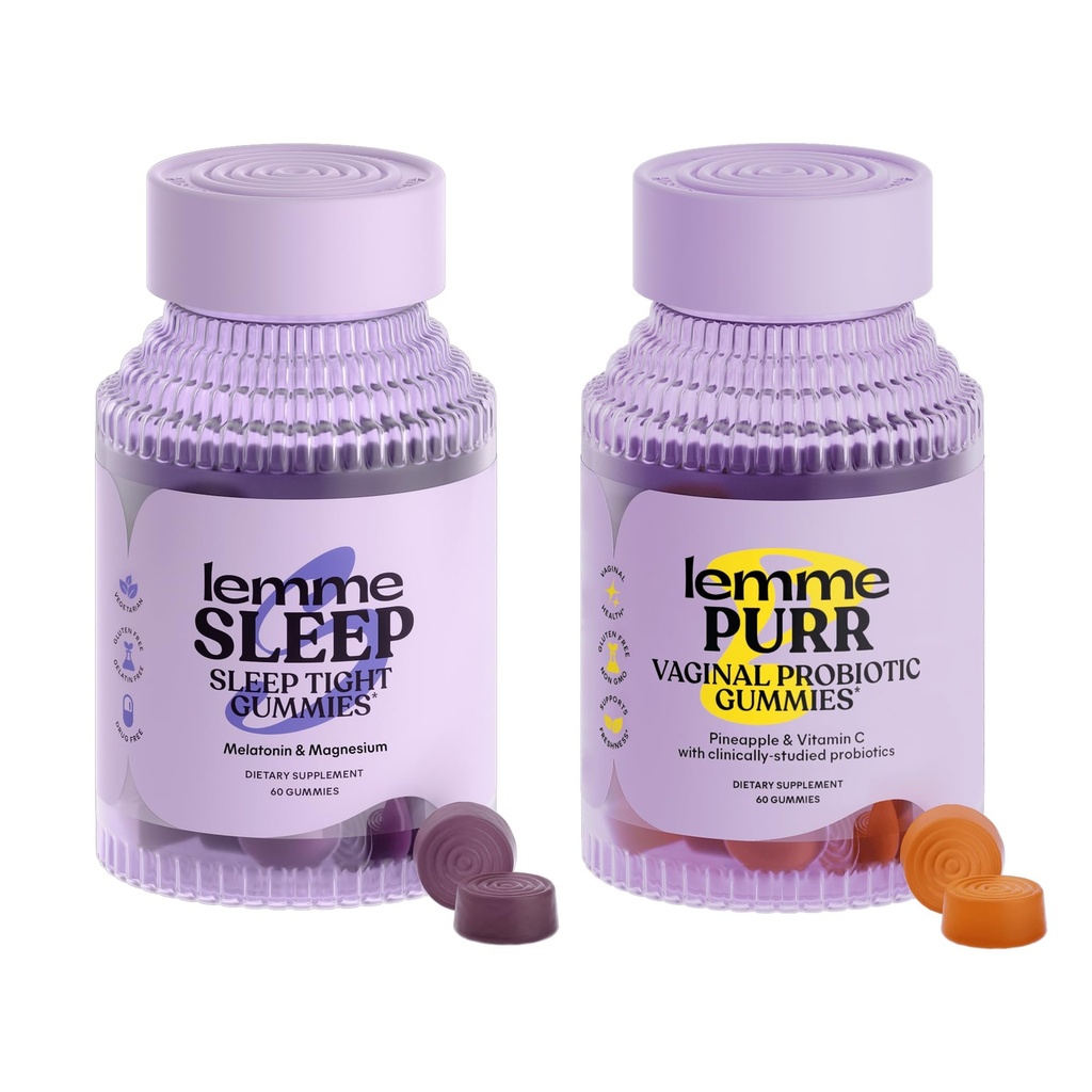 Lemme Sleep & Purr Bundle - Sleep Gummies, a Drug-Free Nighttime Aid & Purr Vaginal Probioticmies for Women - Gluten Free, Gelatin Free, Non-GMO - 60 Count Each