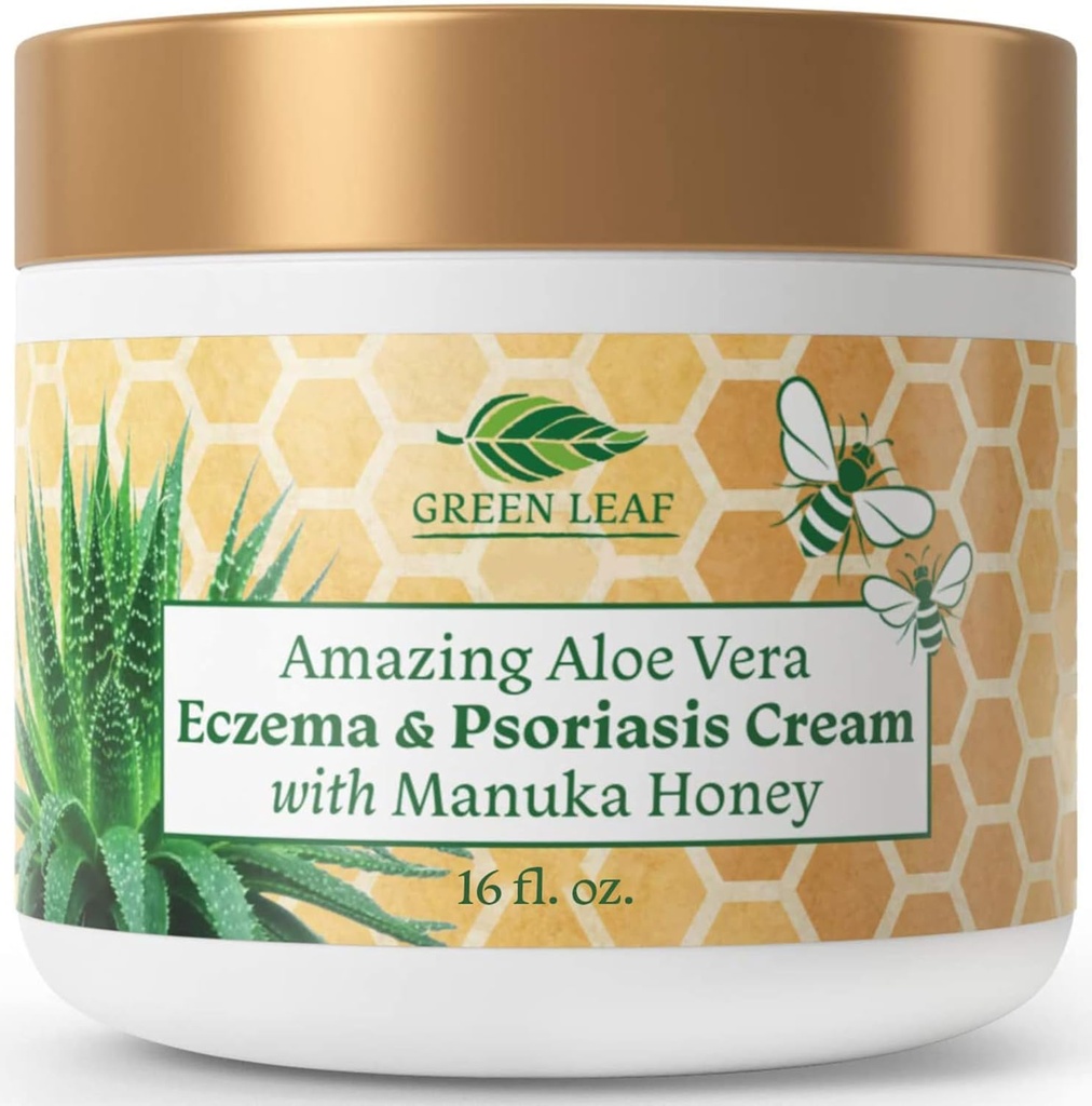 Manuka Honey Eczema Cream Moisturizing Lotion for Psoriasis Relief - Itchy, מייבש עור יבש ראשי / Skin Soothing Moisturizer Baby & Adults - High Power & Face Cream 16oz