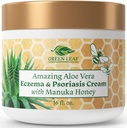 Manuka Honey Eczema Cream Moisturizing Lotion for Psoriasis Relief - Itchy, מייבש עור יבש ראשי / Skin Soothing Moisturizer Baby & Adults - High Power & Face Cream 16oz