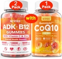 NEVISS 2Pack ויטמין ADK עם B12 חניכיים + 1Pack CoQ10-250 מ"ג מלא חניכיים