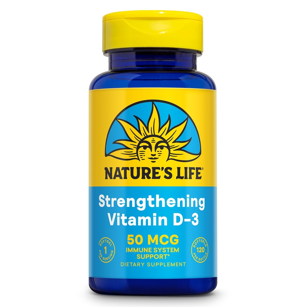 החיים של הטבע מחזקים את ויטמין D3 2000 IU (50 mcg) - ויטמין D - בריאות העצם ו- Immune Support Supplement - Easy-to-Swallow Softgels - 60-Day Promise, מעבדה מאומתת - 120 משרתות, 120 ctctct.