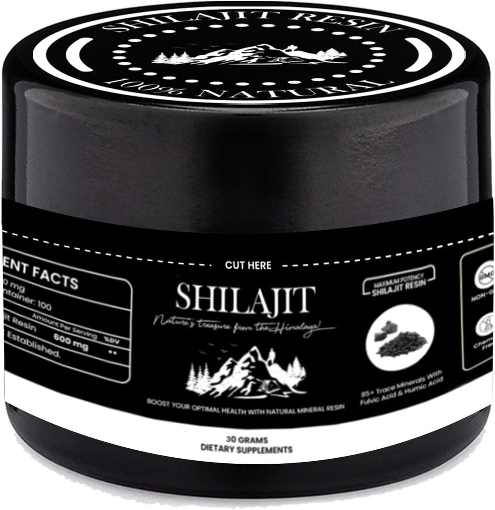 Hilajit Pure ההימלאיה - 100% טהור Shilajit עם Fulvic Acid & 85 + Trace מינרלים - תומך באנרגיה, חסינות גברים בריאות (30 גרמים)