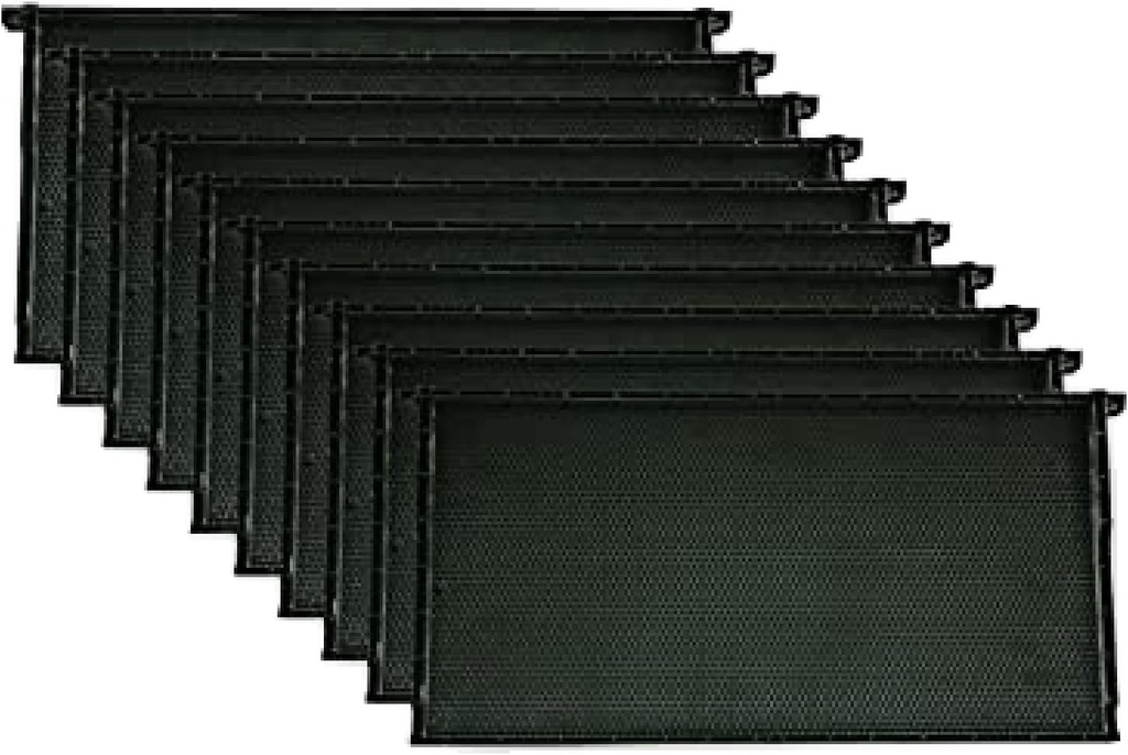 Mann Lake Premium Beekeeping Frames, All-in-One Frame & Foundation, Natural Beeswax Sticking, Universal Fit, BPA & BPS חינם, 9/8 Inches, Black, 10Pack