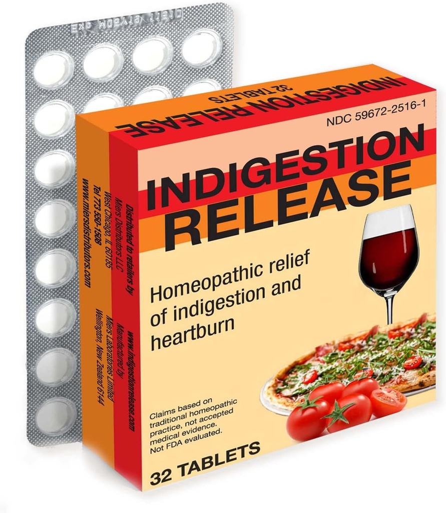 Miers Lab Indigestion Relief קפסולות, Tablet הומאופתיים להקלת לבבורן, בטוח ויעיל, מהיר לפעול, 32 טבליות