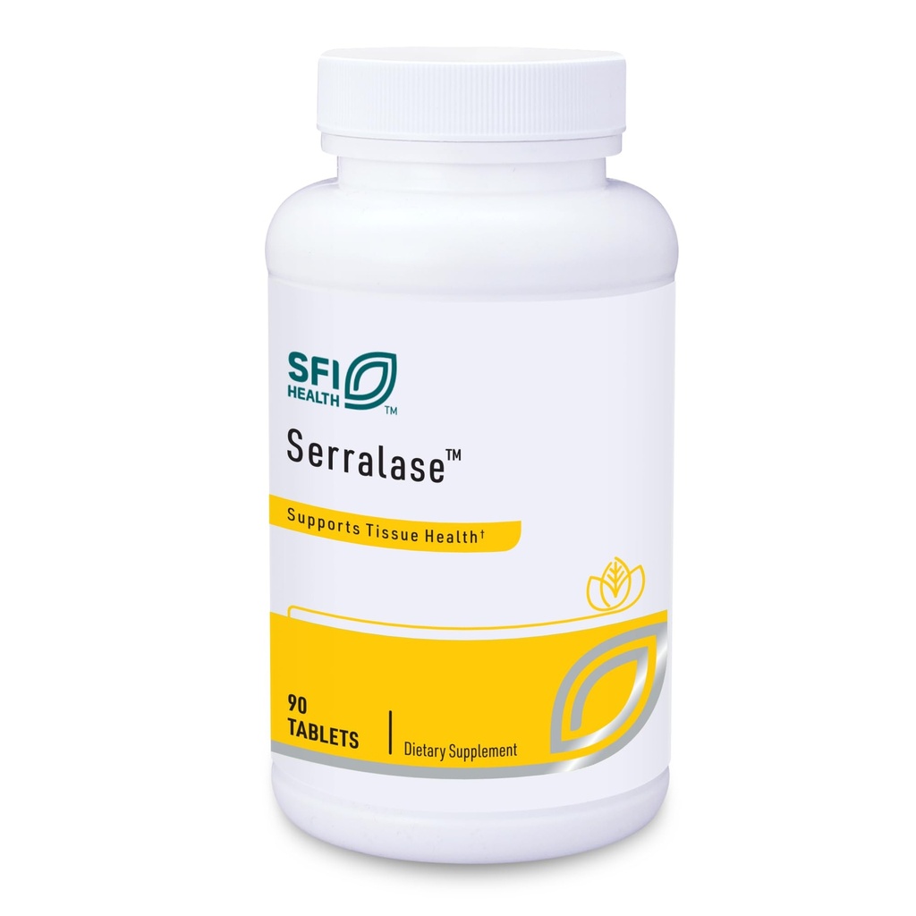 Klaire Labs SFI Health Serralase - Vegetarian Proteolytic Enzyme Band with Serratia Peptidase & Bromelain for Digest, שמקורו Papaya & Pineapple, Hypoallergenic (90 טבליות מחוברות)