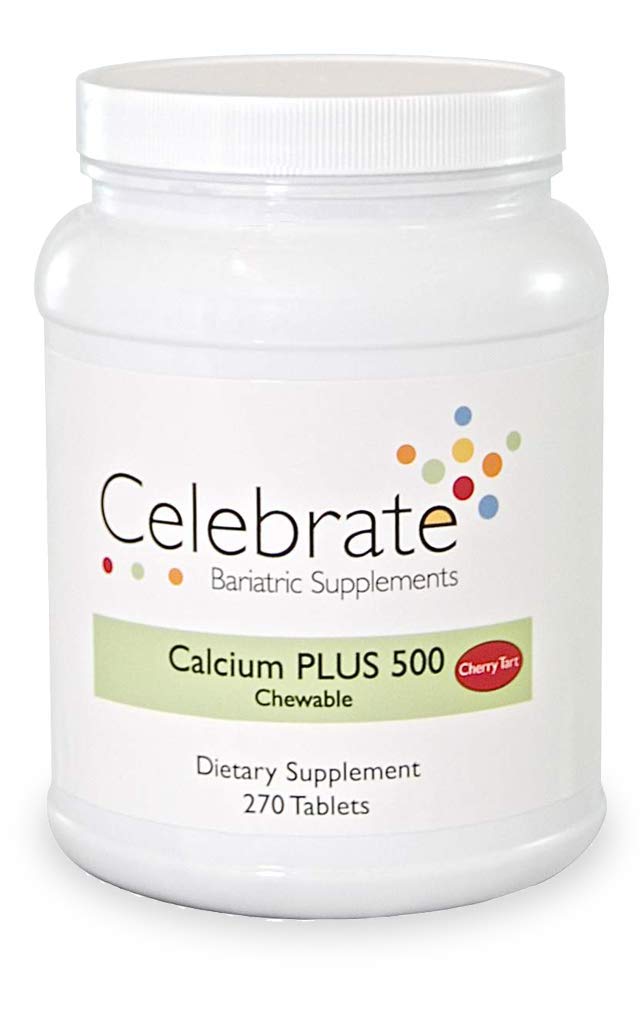 חוגגים ויטמינים Calcium Plus - 500 מ"ג Calcium Citrate, 333 IU ויטמין D3 & 34 מ"ג מגנזיום עבור ניתוח פוסט-ארי - Gluten-Free & Sugar-Free - Cherry, 270 טבליות Chewable