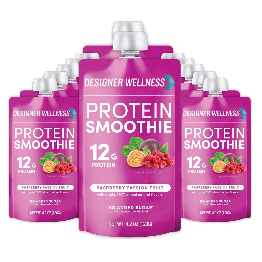 מעצב בריאות חלבון Smoothie, פירות אמיתיים, 12g חלבון, Low Carb, Zero הוסיף סוכר, Gluten-Free, non-GMO, No Artificial Colors or Flavors, Raspberry Passion פירות, 12 Count