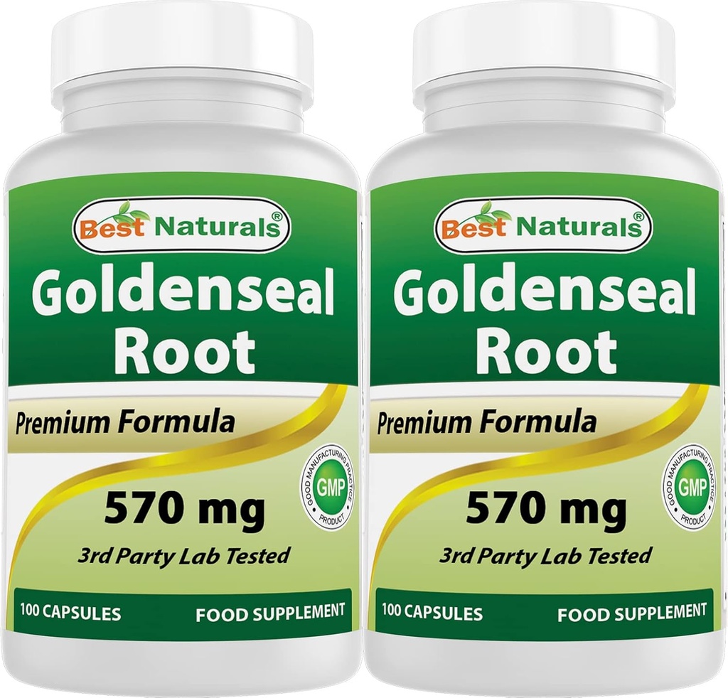 Best Naturals Goldenseal Root 570 מ"ג (Non-GMO) 100 קפסולות (100 Count)